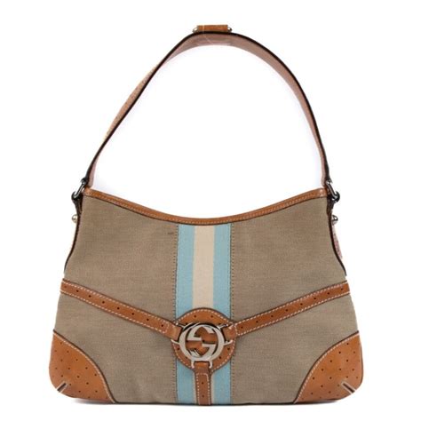 Gucci Brown Canvas Web Reins Handbag Small 